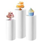 Round Plinth Cylinder Pedestal Wedding Cake Flower Display Stand, White Round Cylinder Stand for Party, Metal Cylinder Pedestal Stand for Decoration, Cake Stand Wedding Plinth,3pcs