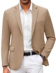 COOFANDY Mens Casual Blazer Slim Fit Suit Jacket Lightweight Knit Sport Coat Two Button Stretch Blazer Jacket, Khaki, Large