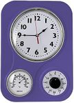 Lily's Home Retro Kitchen Clock with Temperature and Timer (Purple)