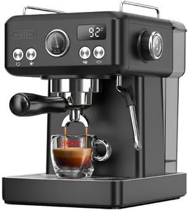 HIBREW H10A Espresso Coffee Machine (Matte Black), 20 Bar Semi-Automatic Coffee Maker, Compact Stainless Steel, Fast Heating, Temperature Control, Strong Steam Frothing for Cappuccino Latte