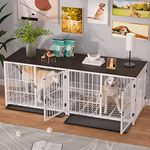 Heavy Duty Dog Crate Furniture: 84inch Wooden Dog Crates End Table Kennel with 3 Doors and Removable Tray - Extra Large Puppy Indoor Training Playpen House Decorative Side Table Cage Rustic Brown