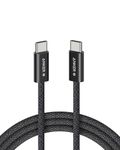 Anker Zolo USB C to USB C Cable, Braided and Dirt-Free Type C Fast Charging Cable, Slim Connector, for iPhone 16 Series, MacBook (240W) (Black, 6ft)