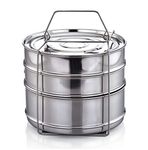 Expresso Stainless Steel Cooker Separator Set (4 Containers; Suitable for 10 litres Prestige Outer Lid Cooker), Silver