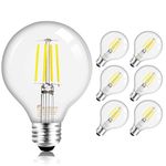 Mastery Mart G25 LED Bulb Dimmable, 5000K Daylight White 5.5W[60W Equivalent], E26 Globe Edison Light Bulbs, Edison Vintage Style Decorative Filament Bulb for Bathroom Mirror, UL, Energy Star, 6 Pack