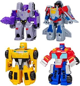 Transformers Toys Heroes vs Villains 4-Pack, Autobot and Decepticon 4.5-Inch Action Figures, Preschool Robot Toys for Kids Ages 3 and Up