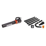 WORX WG521 12 Amp Turbine 800 CFM Electric Leaf Blower + WA4094 GUTTERPRO Universal Gutter Cleaning Kit