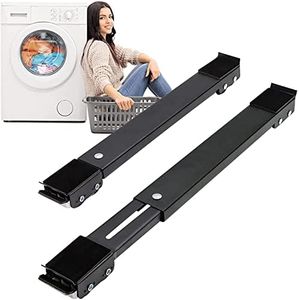 MECOS Adjustable Movable Washing Machine Support, Compact Support for Washing Machine and Refrigerator with Brake, Portable Mobile Base for Household Appliances (Black)