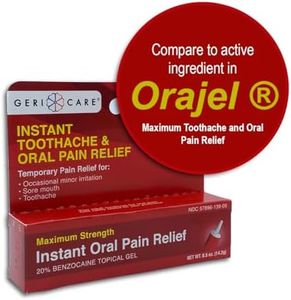 GeriCare Benzocaine 20% Maximum Strength Toothache & Oral Instant Pain Relief Gel 0.5 oz. Fast-Acting Numbing Pain Treatment for Toothaches, Gum Irritation, Sensitivity & Mouth Sores, (Pack of 1)