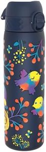 Ion8 Botella Agua, 500ml, a Prueba de Fugas, Fácil de Abrir, Cerradura Segura, Apta para Lavavajillas, Sin BPA, Asa de Transporte, Fácil de Limpiar, Neutro en Carbono, Diseño Aves