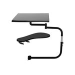 OK010 Full Motion Chair Shaft Clamp Keyboard Support + Chair Arm Clamp Elbow Wrist Support Mouse Pad Arm Rest for Office & Game (Black)