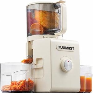 Cold Press Juicer Machine, 6.5" Large Feed Chute Masticating Extractor, Easy to Clean for Whole Fruits & Vegetables, High Yield, White