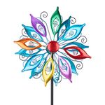 MUMTOP Wind Spinners 43.7 Inch Multi-Color Kinetic Sculpture Metal Windmill with Stake for Garden Yard Lawn Outdoor Decor