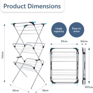Minky 3-Tier Clothes Airer – Folding Indoor Laundry Drying Rack