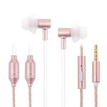 ibrain Air Tube Headphones EMF Free Airtube Earbuds Wired Air Tube Headset with Microphone in Ear Earphones Noise Cancelling for Safe Listening - Rose Gold