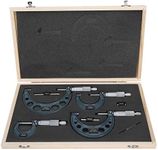 Maxmartt Metric Outside Micrometer Set - 4 Piece, Range 0-100mm, Precision 0.01mm, with Wooden Case