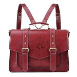 ECOSUSI Backpack for Women Briefcase Messenger Laptop Bag Vegan Leather Satchel Work Bags Fits 15.6 inch Laptops, Red