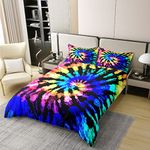 Erosebridal 100% Cotton Hippie Tie Dye Bedding Duvet Cover Sets King Blue Purple Tie Dye Spiral Comforter Cover, Boho Bohemian Hippie Gypsy Quilt Cover, Abstract Indian Ethnic Bedspread Cover