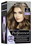 L'Oréal Paris permanent hair colour with cool colour result, hair dye set with colouration and anti yellow tint care balm, Préférence cool blondes, No. 7.1 cool medium blonde (Hamburg), 1 piece