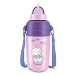 Milton Kool Trendy 500 Kids Plastic Insulated Water Bottle with Straw, 370 ml, Sipper Bottle, Leak Proof, BPA Free, Food Grade, School & Picnic Bottle, Purple