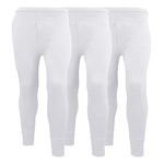 Pack of 3 Mens Thermal Underwear Trousers Long Johns Base Layer Extreme Hot Brushed Inside Ultra Soft Trousers Leggings Pants White