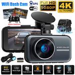 4K HD 1080P DVR Car Dual Lens Dash Cam Front/Rear Video Recorder Camera G-sensor