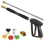 YAMATIC Pressure Washer Gun and Wand with 5 Spray Nozzles, M22-14mm & M22-15mm Fitting Replacement for Ryobi, Karcher, Greenworks, Craftsman, Troy bilt Power Washers, 4000 PSI