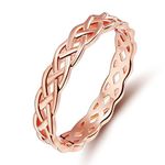 SOMEN TUNGSTEN 925 Celtic Knot Rings for women Rose Gold Ring Sterling Silver Engagement Wedding Band Size 10