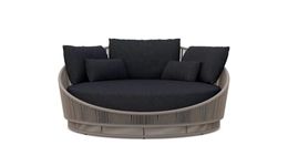 BRISHI Outdoor Patio Round Daybed/Sunbed/Swimming Pool Side/Sun Lounger/Garden/Terrace/Balcony/Braid & Rope Daybed. (Grey/Black)