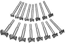 BEAUGIREW 16 Pieces Forstner Drill Bit Set 15-35mm High Speed Carbon Steel Woodworking Hole Saw Flat Wing Drilling Cemented Carbide Drilling Sets for Wood, Plastic, Hinge Drilling Hole