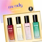 Moody Premium Perfume Gift Set for Women | Eau De Parfum | Long Lasting EDP Fragrance Scent Up To 8 Hours | Birthday Gift for Women | Strawberry, Tropical Vanilla Perfume Gift for Women Pack of 4x20ml