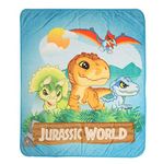 Jurassic World Kids Fleece Blanket EXPRESSIONS Throw for Toddlers Teens, All Season Super Soft Comfy Flannel Blanket, Best Gifts for Boys and Girls, (Official Jurassic Product)