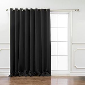 Best Home Fashion Premium Wide Width Thermal Insulated Blackout Curtain - Antique Bronze Grommet Top - Black - 100" W x 84" L - (1 Panel)