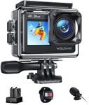 WOLFANG GA200 Action Cam 4K 24MP Underwater Camera WiFi 40M Waterproof Ice Image Stabiliser Touchscreen Helmet Camera 170° Wide Angle Camcorder (External Microphone, Charger, 2 Batteries and