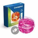 Crompton Galaxy Decoration Copper USB Powered String Fairy Lights with 100 Led Light (10 Meters / 32 Feet, Pink, Pack of 1)