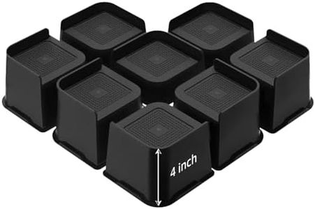 JONHWI Bed Risers, Oversized Furniture Risers, 4 inch Raise Blocks for Bed Couch Desk Sofa Table Lifts, Furniture Legs Lifters Support up to 6000 Lbs (Black, 8 Pack Set)
