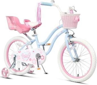 Glerc Petal 18 Inch Girls Bike for Ages 5-9 Years, Kids Bike with Training Wheels, Basket & Streamers, Princess Style Kids Bicycle, Toddler Bike Gift for Big Girls