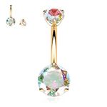 hengkaixuan G23 Titanium Navel Ring Belly Button Ring 14G Belly Ring Gold Belly Piercing Jewelly with AB CZ Belly Barbell 10mm Belly Bar Internally Threaded Navel Barblell Belly Piercing Jewellery