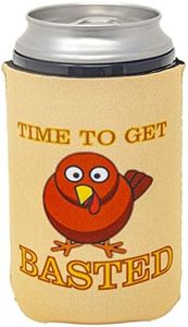 Funny Guy Mugs Time to Get Basted Neoprene Can Coolie - Thanksgiving Drink Cooler