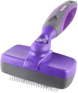 Hertzko Self-Cleaning Slicker Brush for Deshedding Long and Short-Haired Pets - Small Size Grooming Rake and Comb for Dogs and Cats