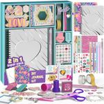 2-Pack Mega DIY Journal Kit - Gifts for Girls Ages 8 9 10 11 12 13 14 Year Old - Cool Birthday Gifts Ideas for Girls - Art & Crafts for Tween Kid - Teen Girls Trendy Stuff - Scrapbook & Diary Set