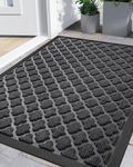 DEXI Door Mat Front Outdoor Mats for Entrance, Rubber Backing Doormat Indoor Entryway Rugs, Heavy Duty Non Slip Outside Welcome Floor Mats for House, Patio, Garage, 35"x23", Grey