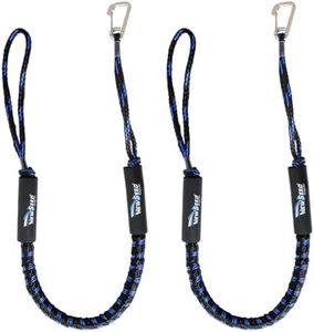 MALZE-NEWSEED Bungee Dock Lines for Boat, 4 Feet Shock Absorb Dock Tie Premium Mooring Ropes with 316 Stainless Steel Clip for Boat Pontoon Fender, PWC, Jet ski, Kayak, Power Boat, 2 PCS (Black&Blue)