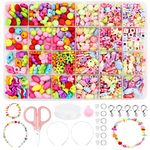 SANNIDHI 580Pcs Diy Jewelry Making Kit For Girls Kids, Colorful Craft Beads String Educational Game, 24 Fancy Bead Types Meeting All Creative Handcraft, Gift For Girls, Multicolor