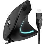 Delton S12 Ergonomic Mouse - Vertical Computer Mouse - USB Cable - 5 Buttons + Scroll Wheel - Compatible with PC, Mac, Laptop, Chromebook - Black