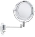 Jerdon HL65C 8-Inch Lighted Wall Mount Makeup Mirror with 5x Magnification, Chrome Finish by Jerdon