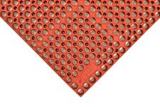 NoTrax T11 Heavy Duty Nitrile Rubber San-Eze II Safety/Anti-Fatigue Mat, for Wet or Greasy Areas, 39" Width x 39" Length x 7/8" Thickness, Red