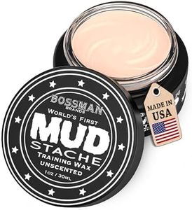 Bossman MUDstache Unscented Mustache Wax – No Pull - Spreads Easy for a Strong Non-Tacky 24 hr Hold - Tame, Train and Style - Moustache Wax for Men (1oz)