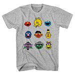 Sesame Street Mens Classic Shirt Elmo Cookie Monster Big Bird Tee T-Shirt, Heather Grey, XX-Large