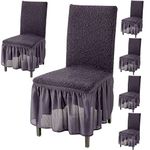 HOKIPO Stretchable Dining Table Chair Cover with Frill Set of 6 (AR-4650-J5*6)