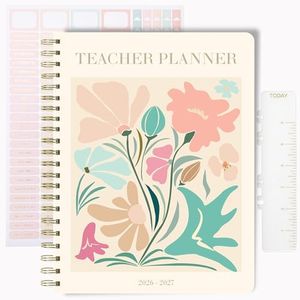 Teacher Planner 2026-2027, Horizontal Lesson Plan Book for Teachers | NEW Floral Cover, 8.5" x 11" | Weekly & Monthly Academic Year Lesson Planner, July 2026-June 2027 | Stickers & Bookmark